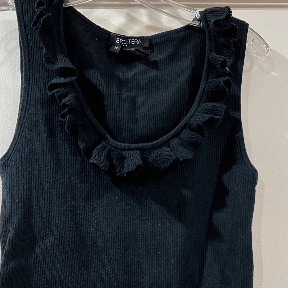 Etcetera Elegant Black Ruffle Tank Top